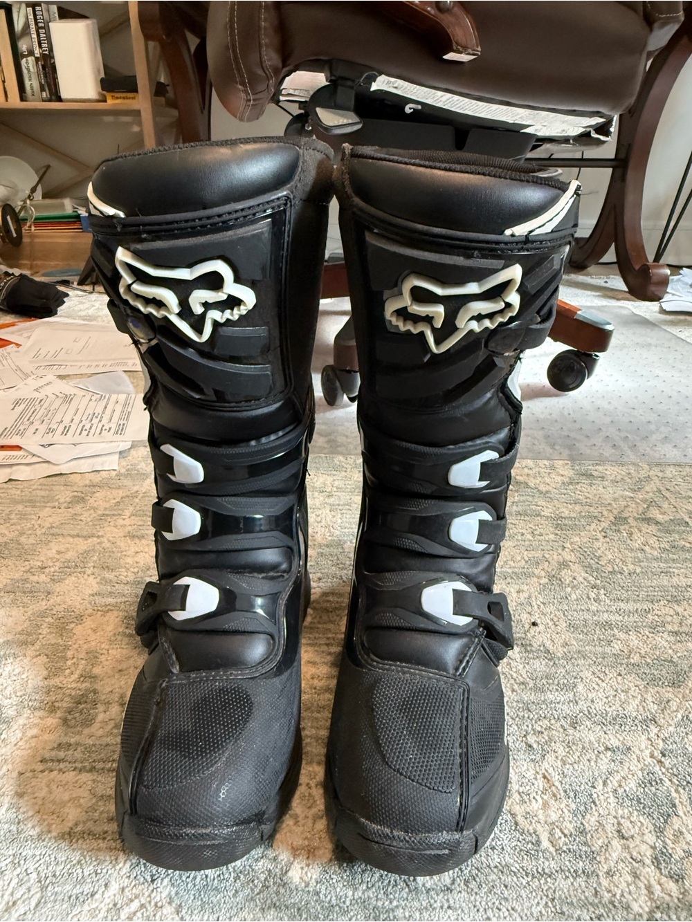 Fox Kids Black and White Motocross Boots